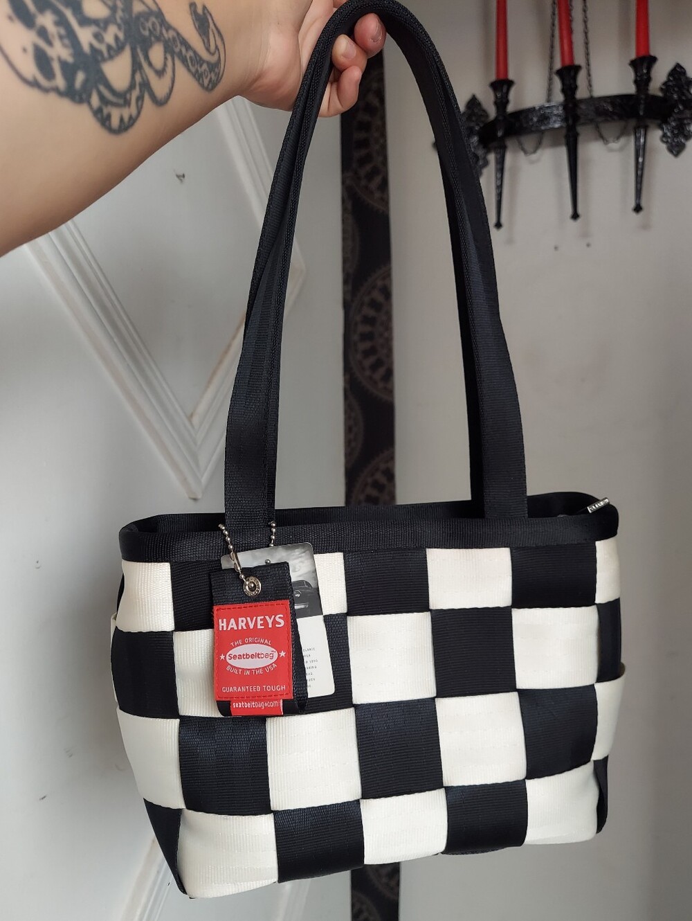 Harvey's Seatbelt Checkered Medium Tote NWT🖤🤍